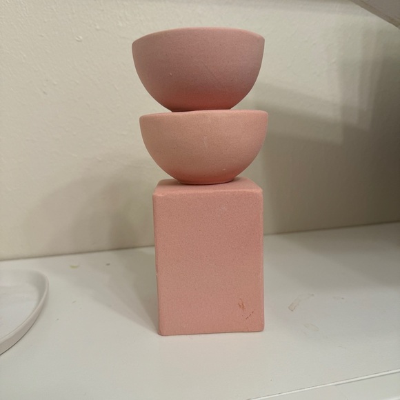 H&M home Ceramic candlestick home decor sculture abstract pink scandinavian - Picture 5 of 6